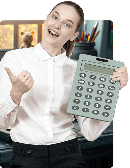 Accountant holding calculator